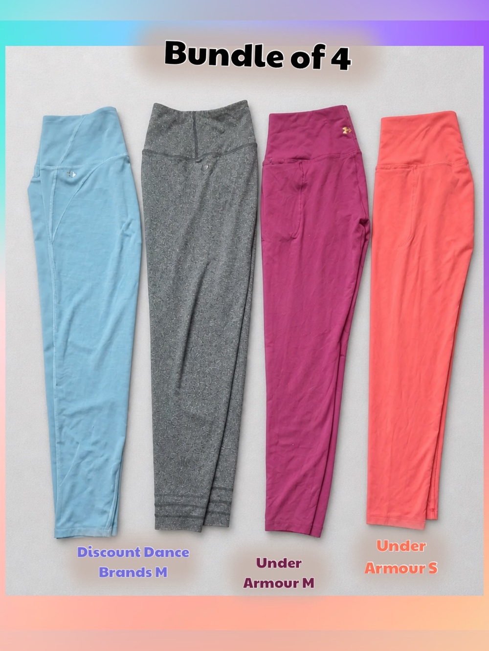 Under Armour Women's Leggings Bundle - Light Blue, Gray, Magenta, Coral